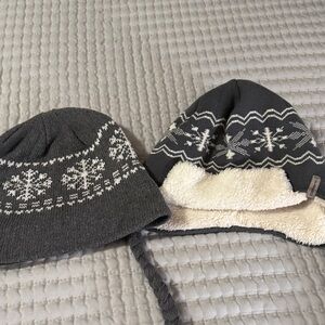 Carhartt Gray Snowflake Knit beanie, and no brand lined beanie